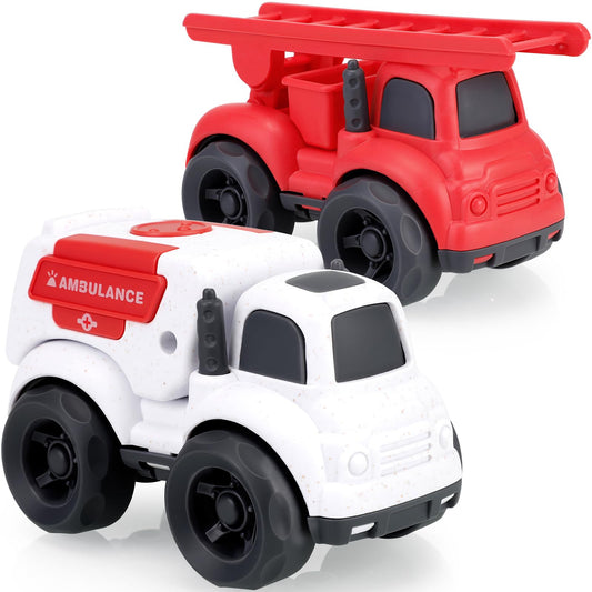UOYLEYVN 3-in-1 Rescue Trucks for Toddlers – Fire Truck, Ambulance & Police Car | BPA, Phthalates, PVC Free