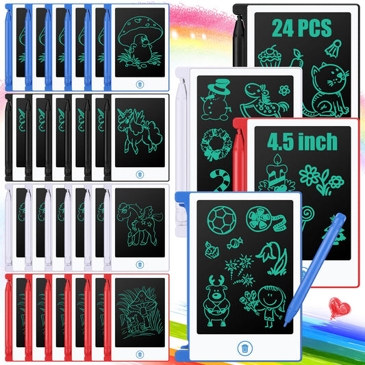 Zhehao 24 Pack LCD Mini Writing Tablet for Kids – 4.5-Inch Doodle Board Bulk Party Favors