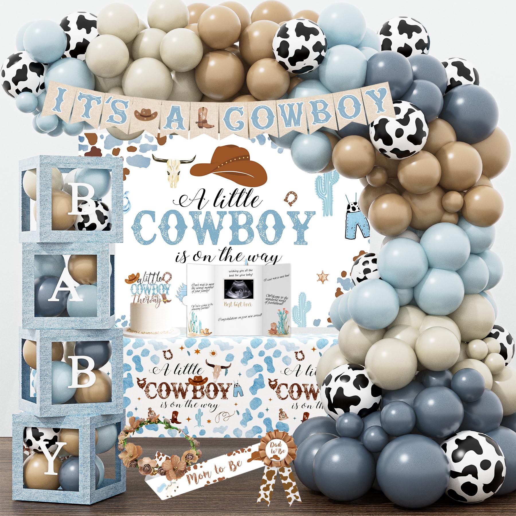 YJDFWAUT Cowboy Baby Shower Decorations | Western Boy Shower Party Supplies