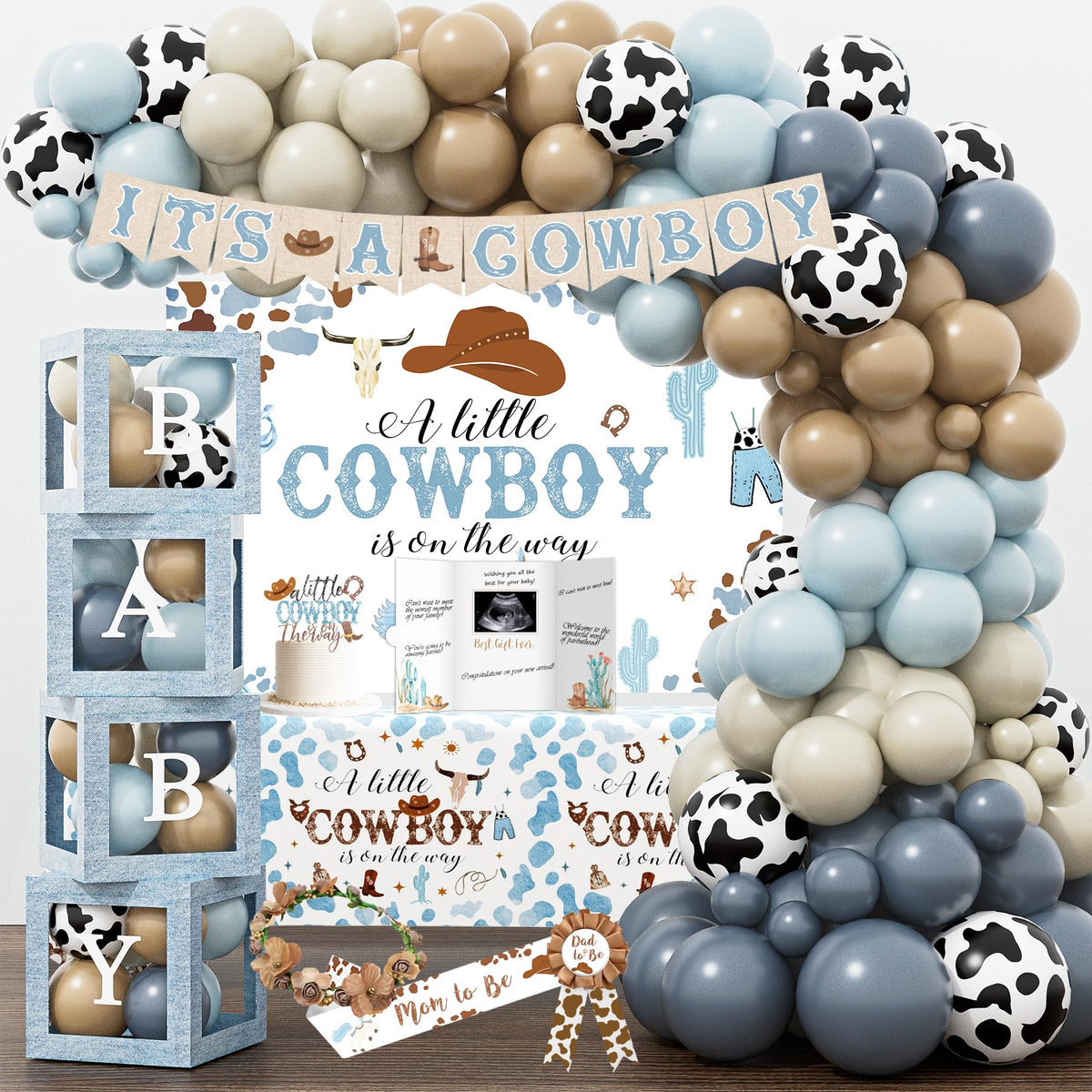 YJDFWAUT Cowboy Baby Shower Decorations | Western Boy Shower Party Supplies