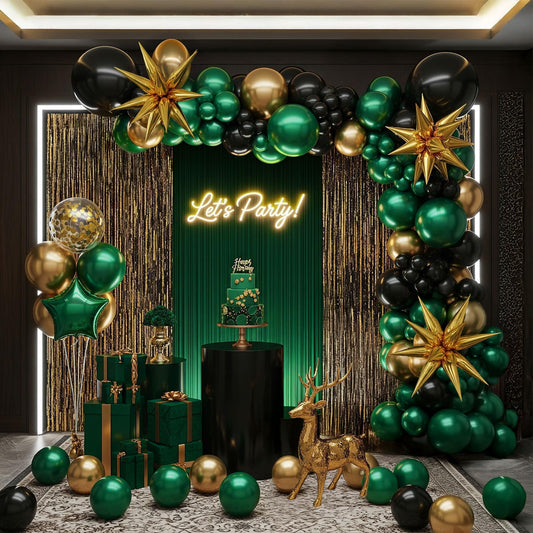 Kozee emerald green and gold balloon arch kit for luxurious centerpieces and entrances