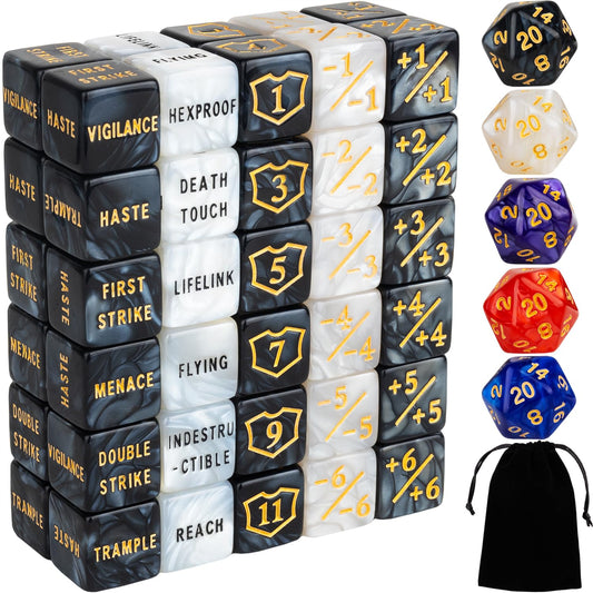 LAMJAM 65-piece dice counters set for MTG with precise life tracking