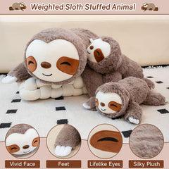 SQEQE Weighted Stuffed Animals Sloth Plush, Weighted Sloth Stuffed Animals Plushies, Soft Pillow Toy for Kids Adults, Christmas & Birthday Gifts 9.8 Inch, 0.8 Lb
