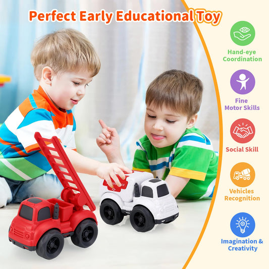 UOYLEYVN 3-in-1 Rescue Trucks for Toddlers – Fire Truck, Ambulance & Police Car | BPA, Phthalates, PVC Free