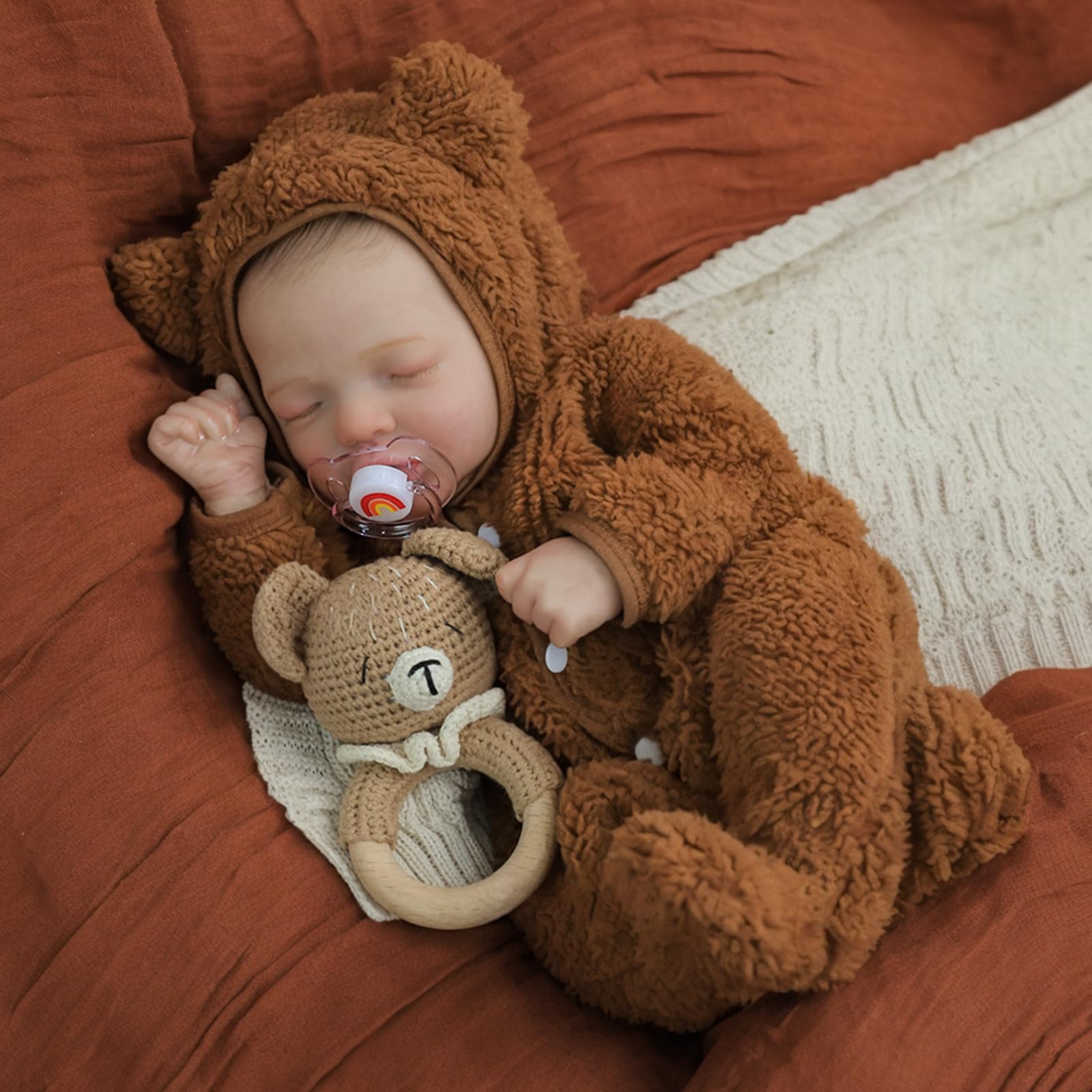 SCOM 20-Inch Reborn Baby Doll – Hand-Painted Hair, Weighted Body, 7-Piece Gift Set