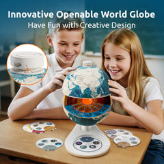 Science Can Openable Globe in Knowledge mode shares 48 geography facts and landmarks.
