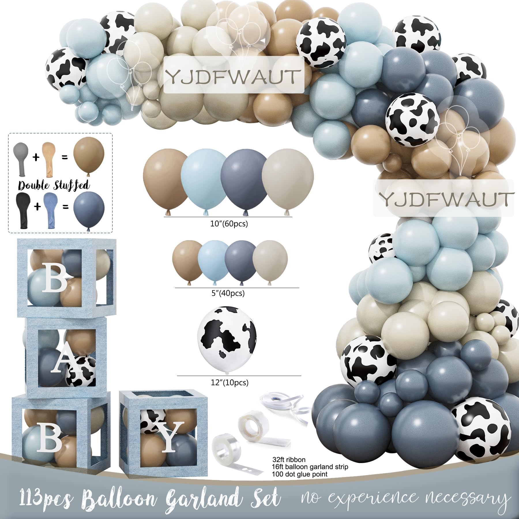 YJDFWAUT Cowboy Baby Shower Decorations | Western Boy Shower Party Supplies