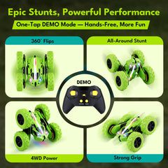 Threeking 4WD RC Car with Modular Batteries, Breathing Lights & 360° Flips — Gift for Kids 6-12