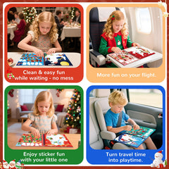 CutteeyFyry 4-Pack Paint by Number Sticker Book – Christmas Crafts & Travel Activities for Kids 4–10