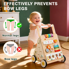 ZippyZebra Wooden Baby Walker with Wheels – Adjustable Speed & Montessori Center
