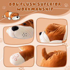 Rniuc Brown Bulldog Plush Stuffed Animal 17.7in – Soft Cuddle Toy for Kids