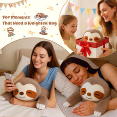SQEQE Weighted Stuffed Animals Sloth Plush, Weighted Sloth Stuffed Animals Plushies, Soft Pillow Toy for Kids Adults, Christmas & Birthday Gifts 9.8 Inch, 0.8 Lb