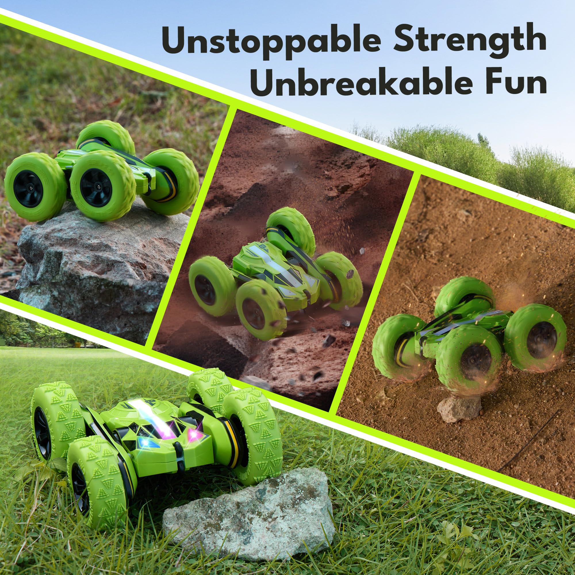 Threeking 4WD RC Car with Modular Batteries, Breathing Lights & 360° Flips — Gift for Kids 6-12