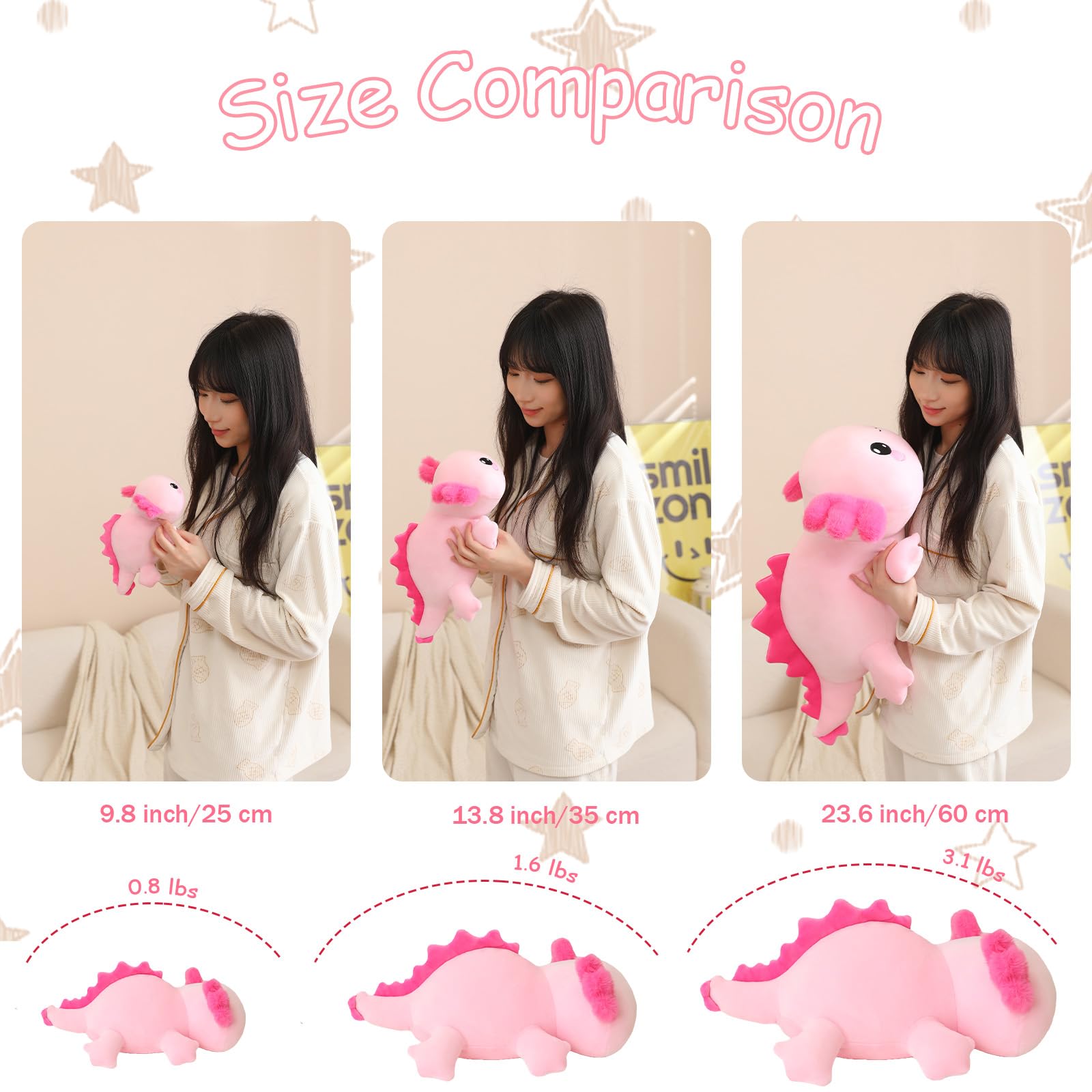 SQEQE Weighted Axolotl Plush — Soft Pink 9.8 Inch Weighted Plush Toy