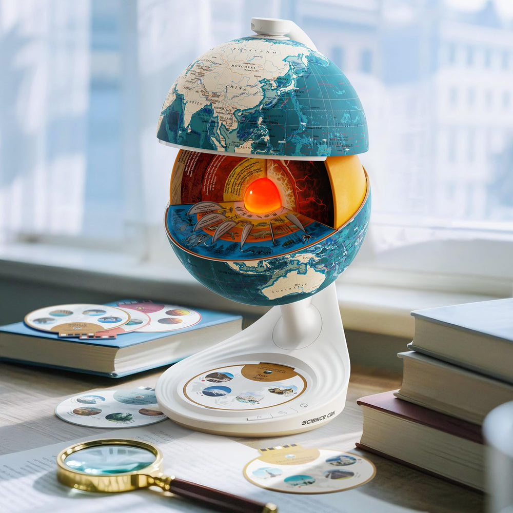 Science Can Openable Globe is suitable for ages 6 to 12 during learning activities.