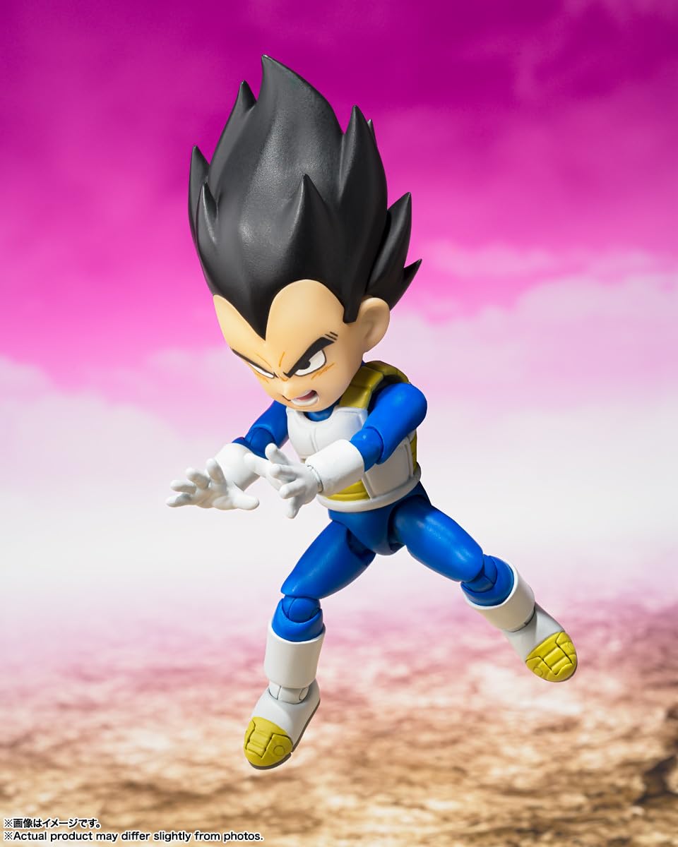 TAMASHII NATIONS Dragon Ball DAIMA Vegeta Mini S.H.Figuarts Figure – 2.8 inches tall – Officially Licensed