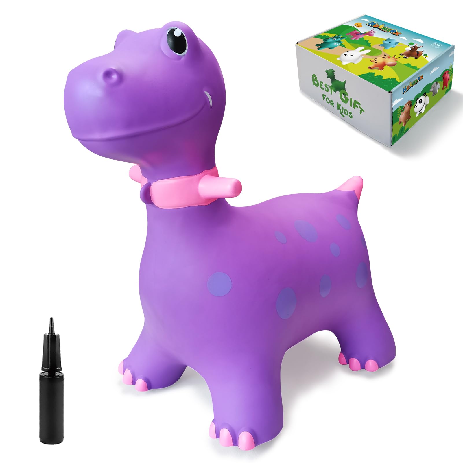 HotMax Bouncy Horse & Dinosaur Hopper Toy for Kids - Inflatable Ride-On for Toddlers (Purple)