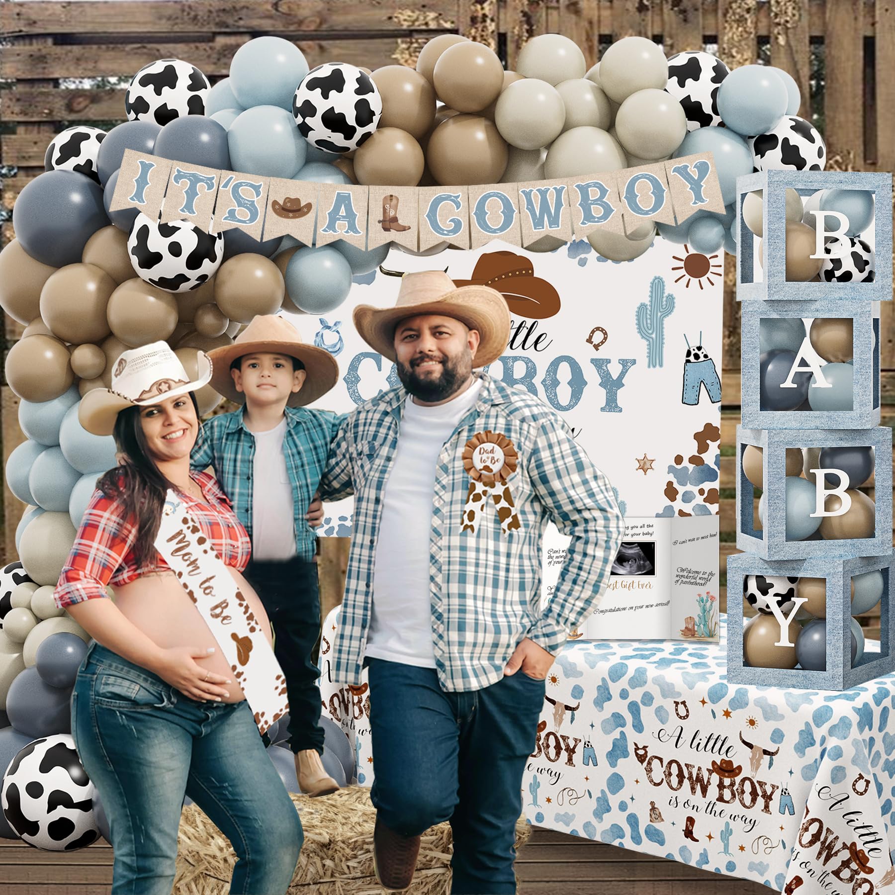 YJDFWAUT Cowboy Baby Shower Decorations | Western Boy Shower Party Supplies