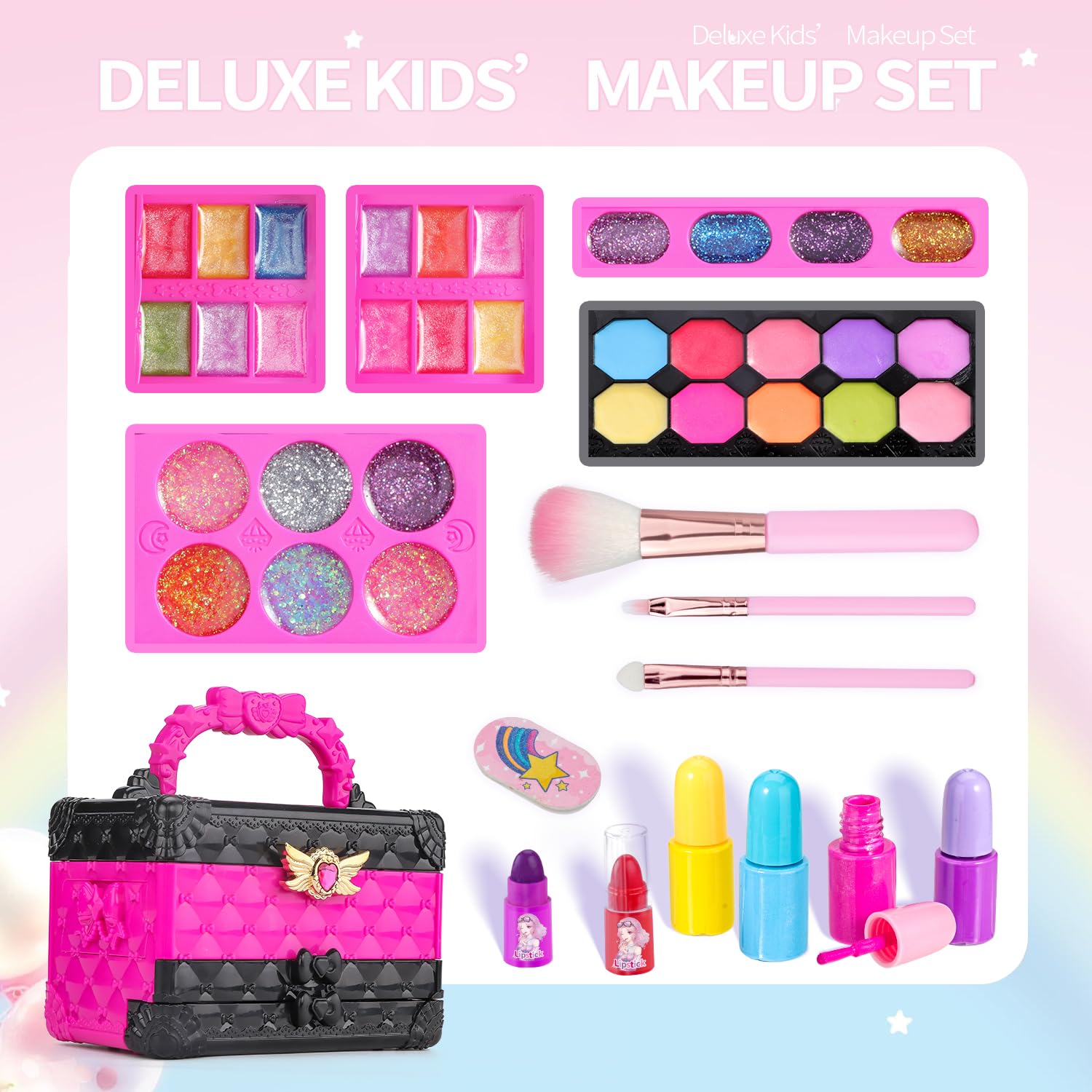 IMAGIC TOWN kids makeup compact case, travel-friendly and organized