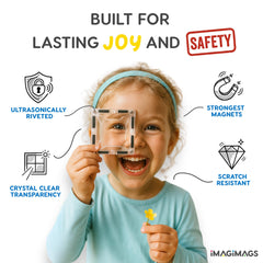 Imagimags Crystal Set isosceles triangles add balanced shapes for stable builds.
