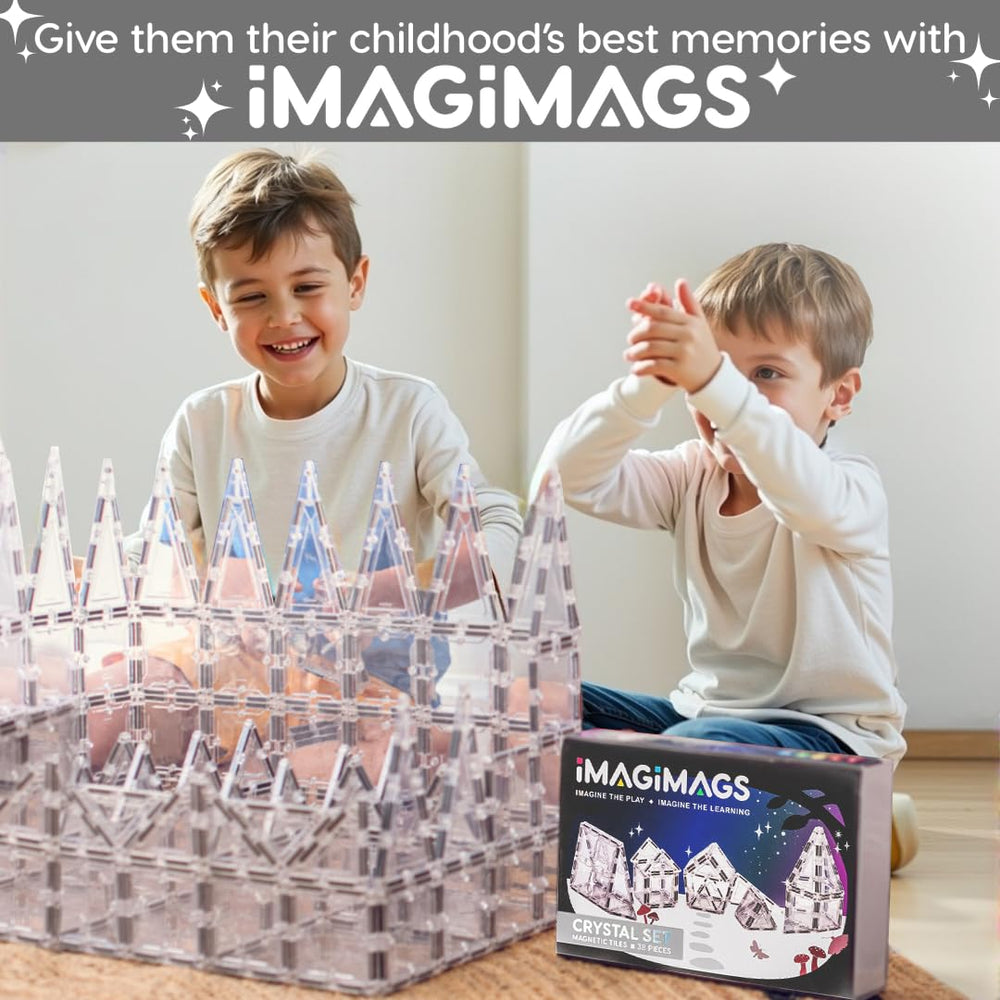 Imagimags Crystal Set see-through windows and roofs spark imagination and light play.
