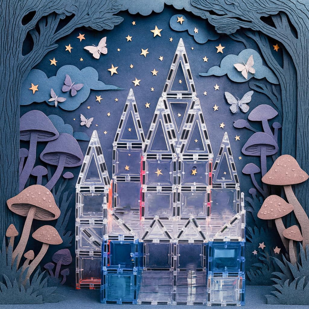 Imagimags Crystal Set sparkly castle builds with see-through walls and roofs.