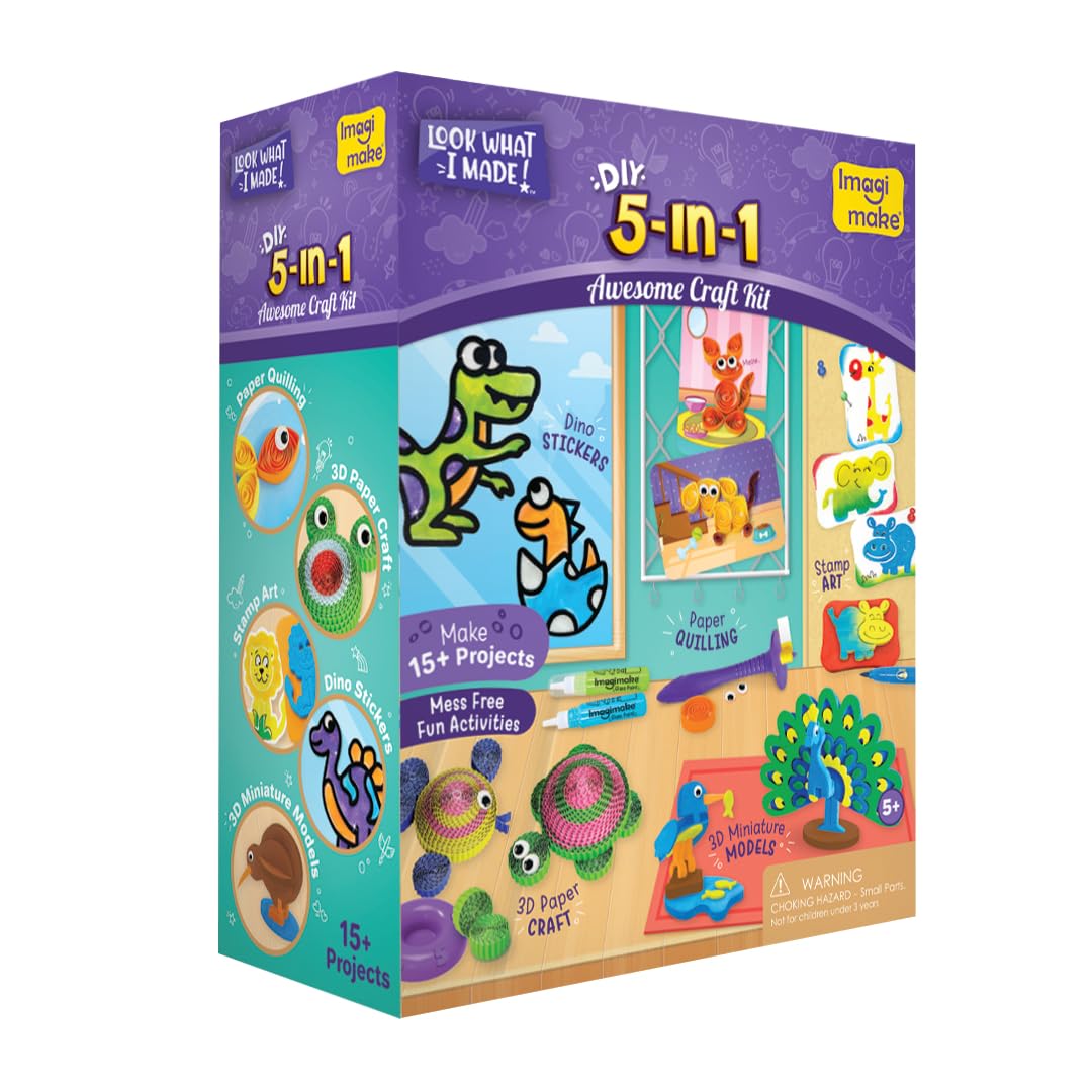 Imagimake 5 in 1 craft kit box showing 15+ projects for creative play