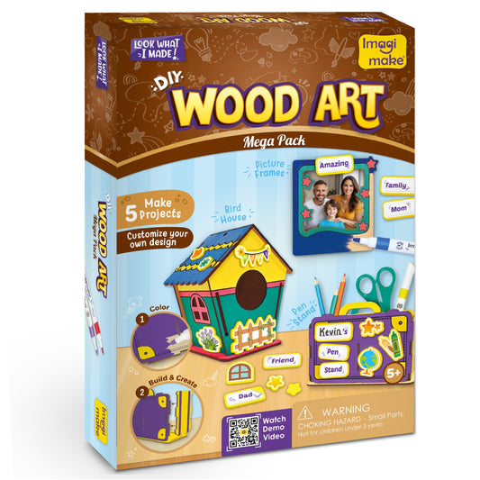 Imagimake DIY Wood Art Mega Pack bird house for creative decoration.