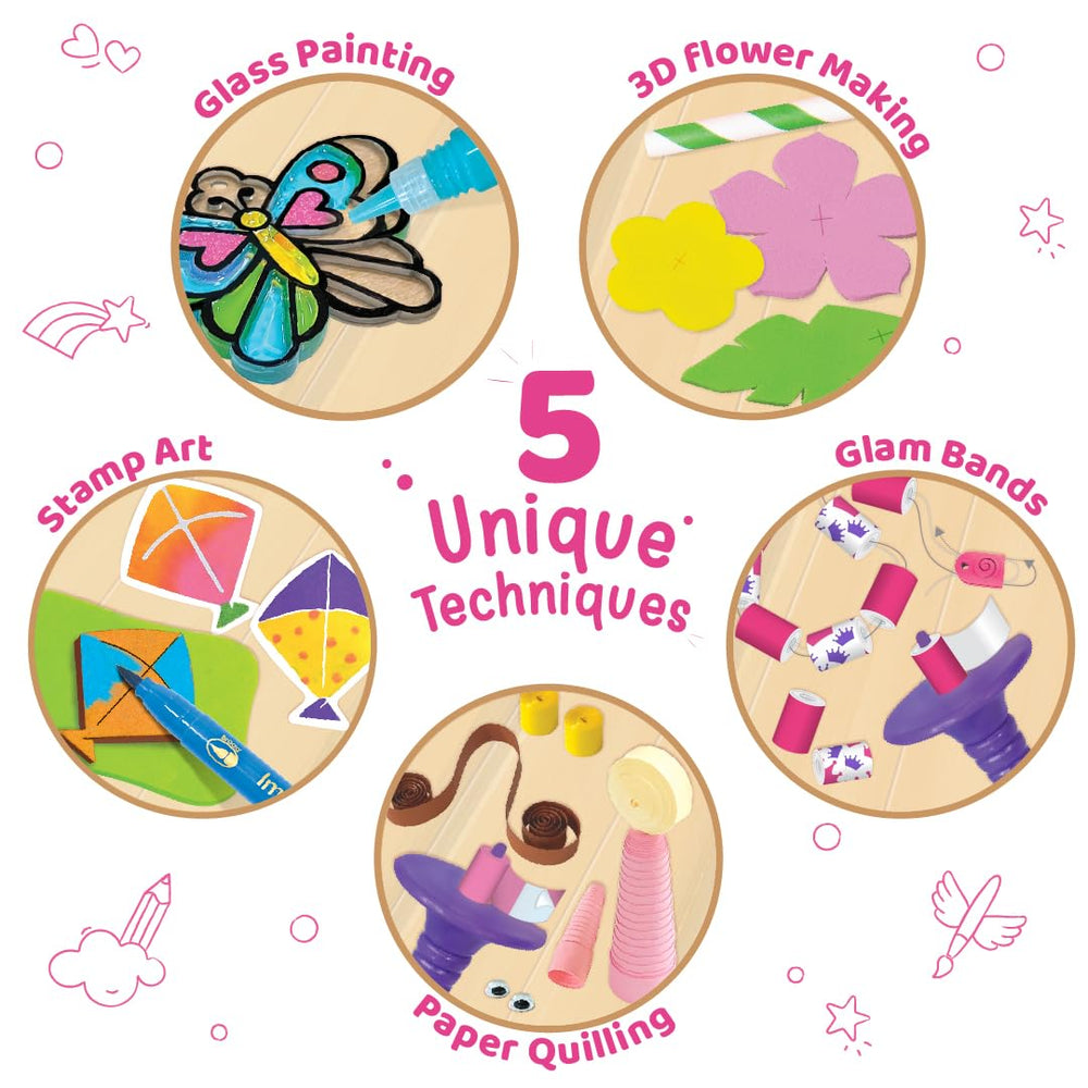 Imagimake Fabulous Craft Kit unicorn-theme inspires storytelling through craft and colorful projects.