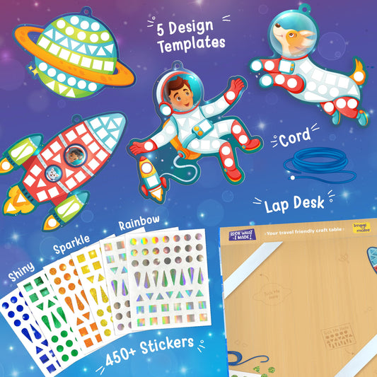 Imagimake foil sticker pack adds shiny accents to space-themed art projects.