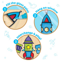 Imagimake 11 glass paint tubes provide vibrant rocket colors