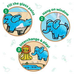 Imagimake glass paints provide vibrant colors for glass art projects.