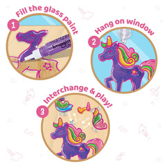 Imagimake glass paints with glitter create vibrant color effects