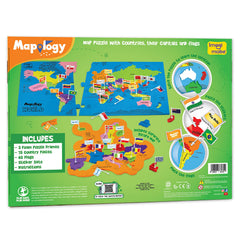 Imagimake Mapology capitals stickers to place country names accurately.
