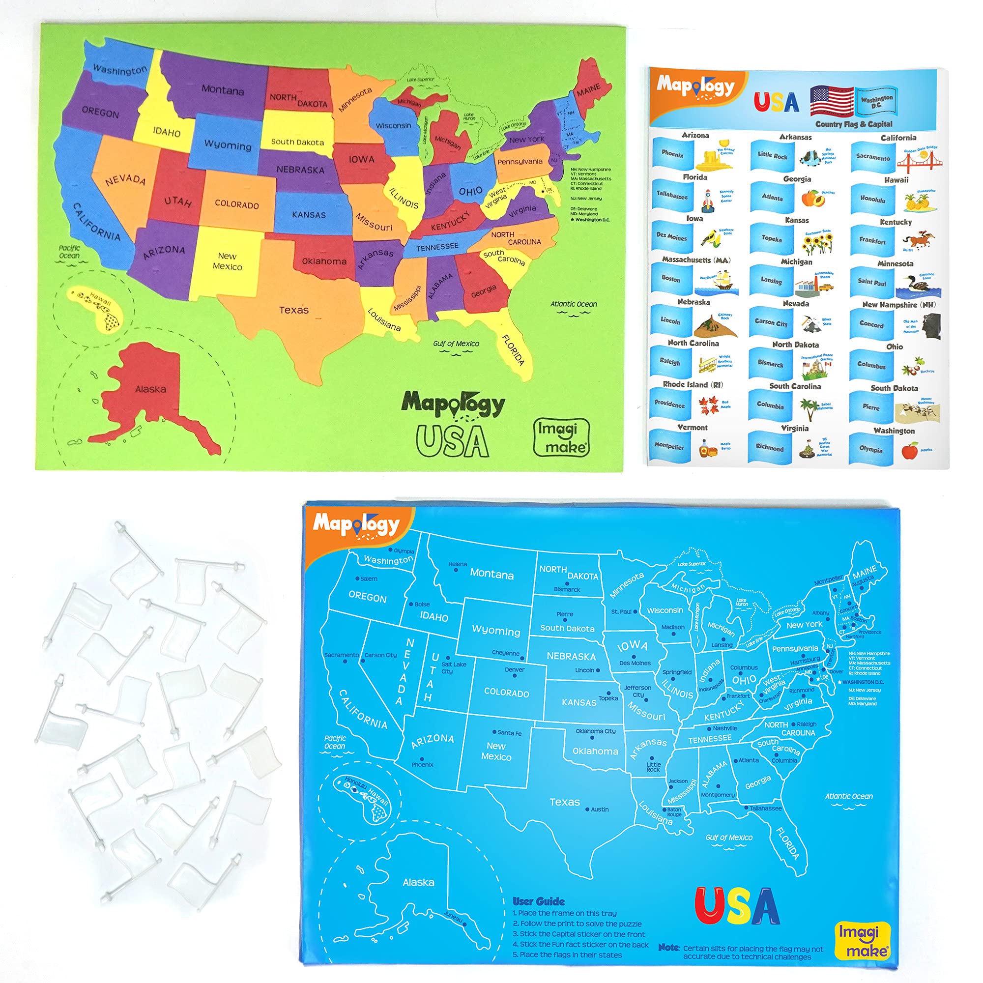 Imagimake Mapology capital flags ready to insert for interactive learning.