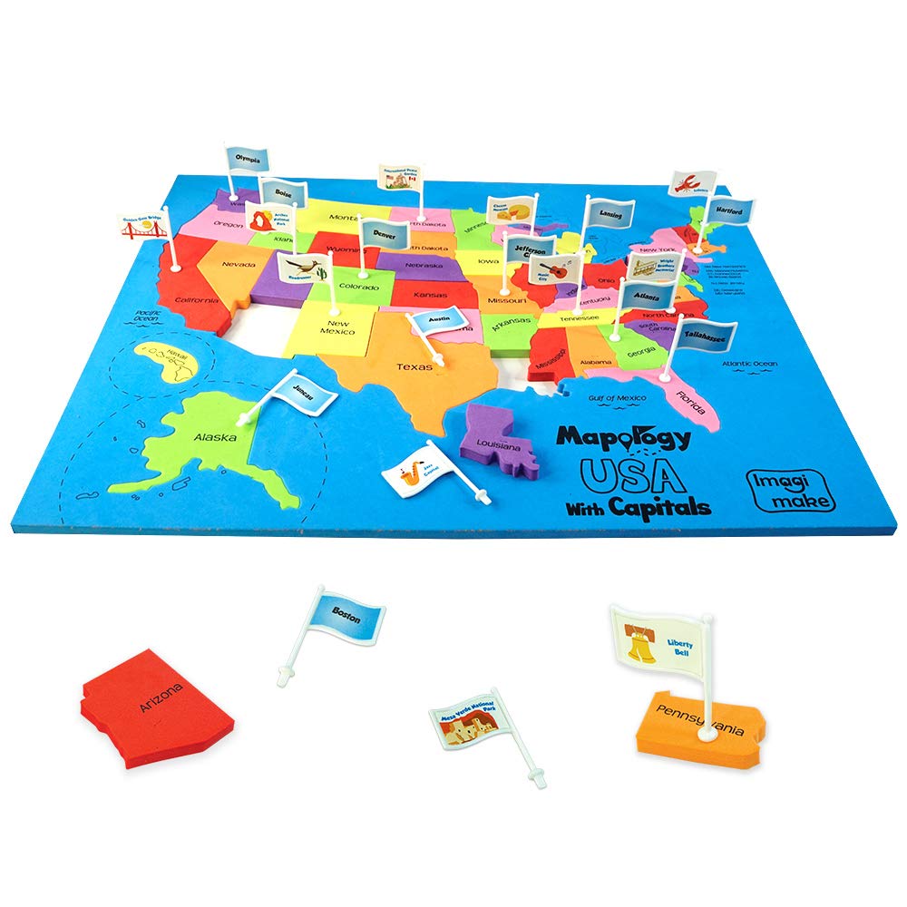 Imagimake Mapology USA map assembled for hands-on geography exploration.