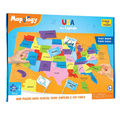 Imagimake Mapology map pieces laid out to show state locations during learning.