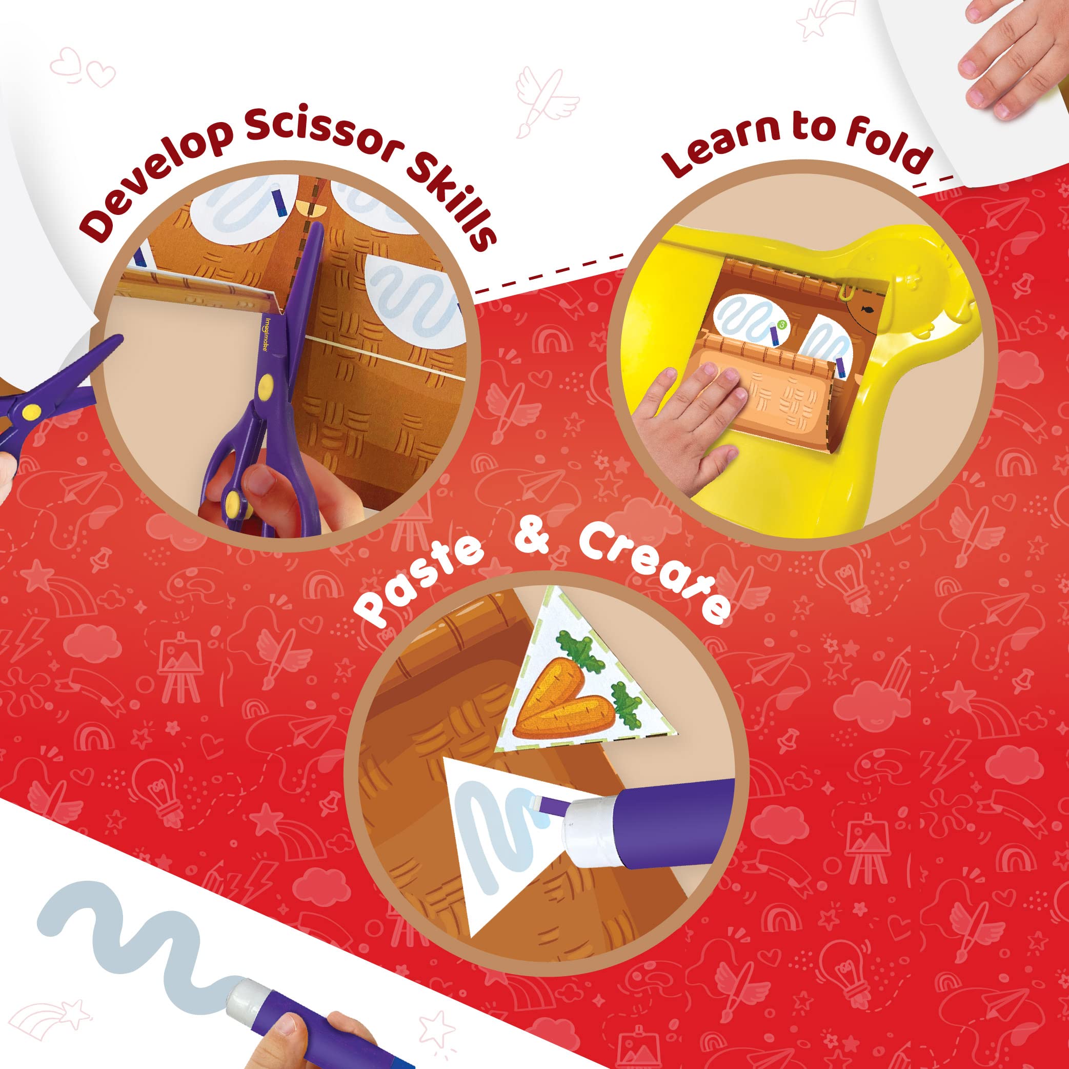 Imagimake child-safe scissors in action support precise cutting for small hands.