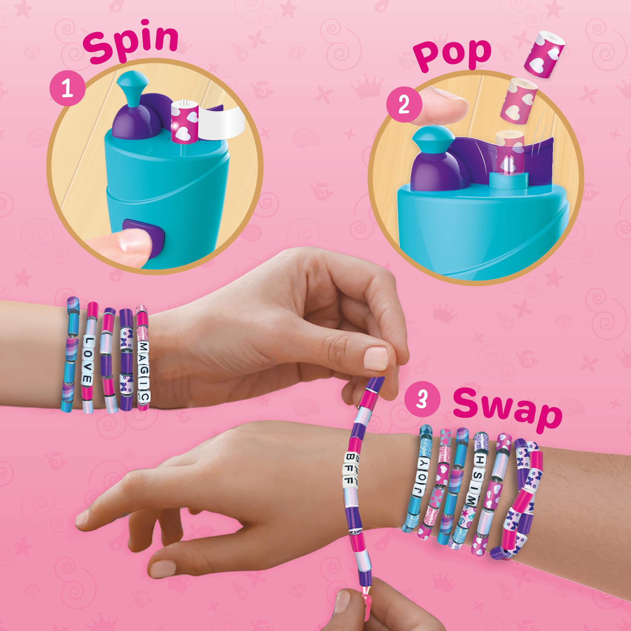 Imagimake Spin n Pop alphabet beads collection, personalize wearable pieces.