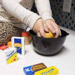 Imagination Generation Baker's Mart milk carton in kid-friendly play kitchen