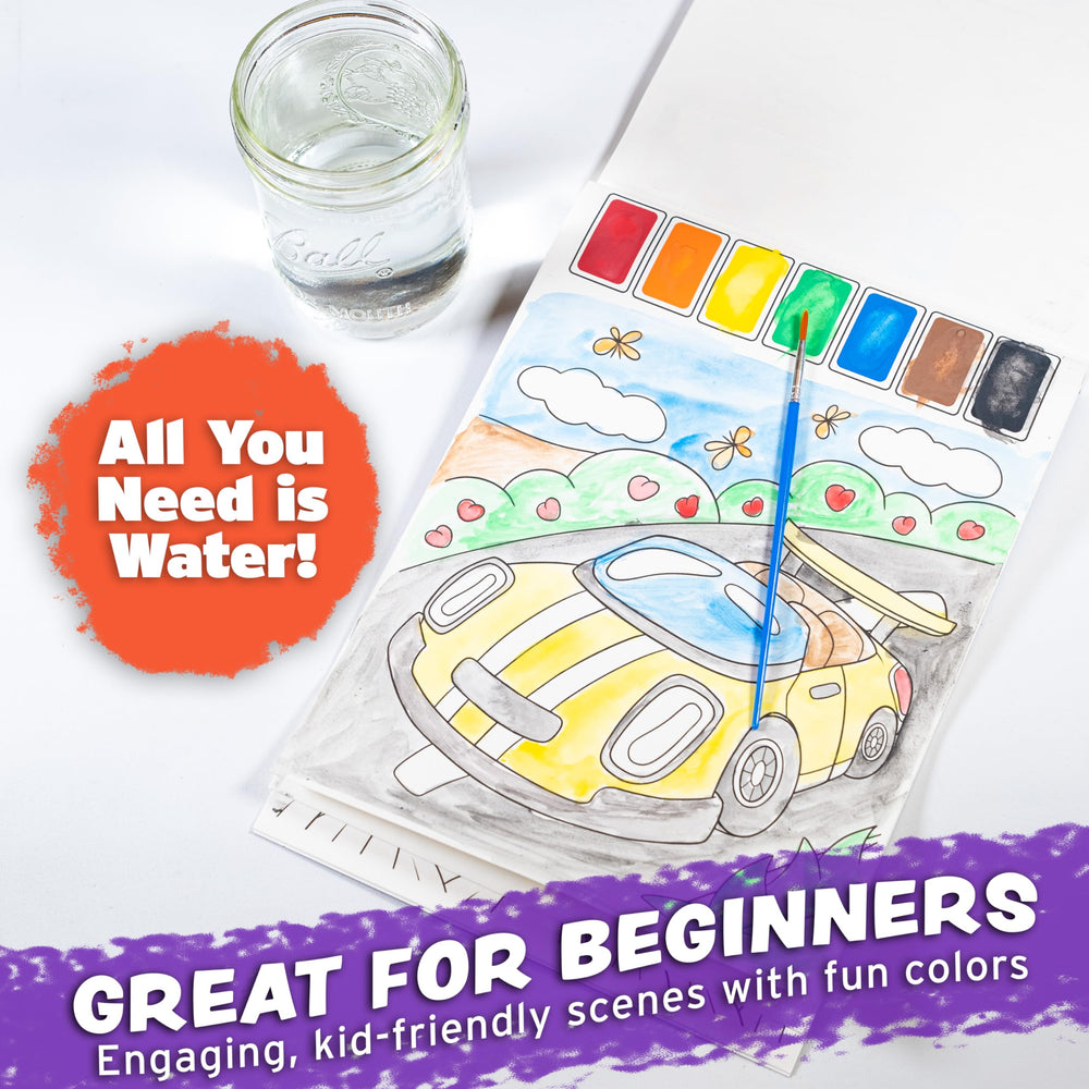 Imagination Works Paint with Water jungle scene page; color with water-based painting.