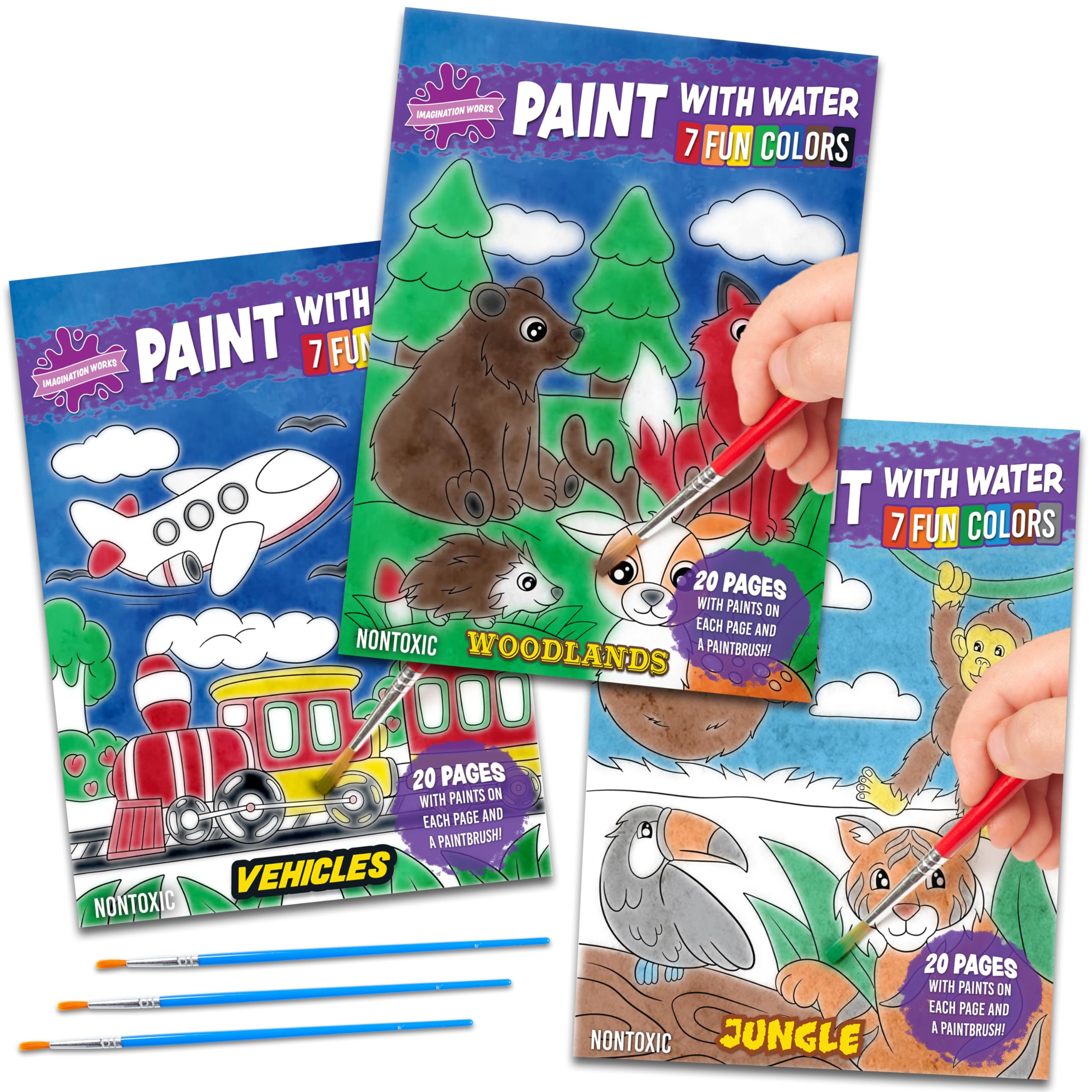 Imagination Works Paint with Water perforated pages; tear-out for display after painting.