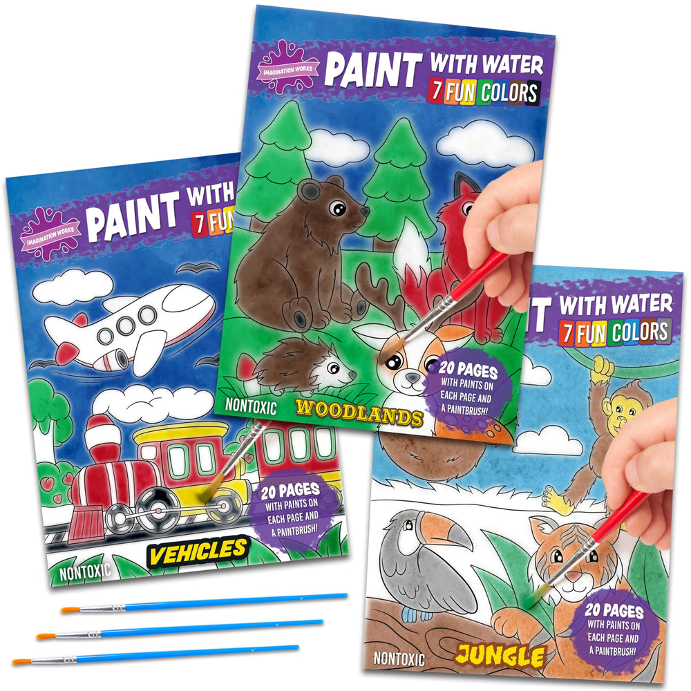 Imagination Works Paint with Water perforated pages; tear-out for display after painting.