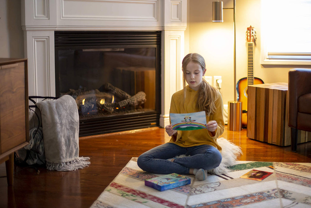 Imagine Breathing exercise card guide demonstrates quick calm breaks for home