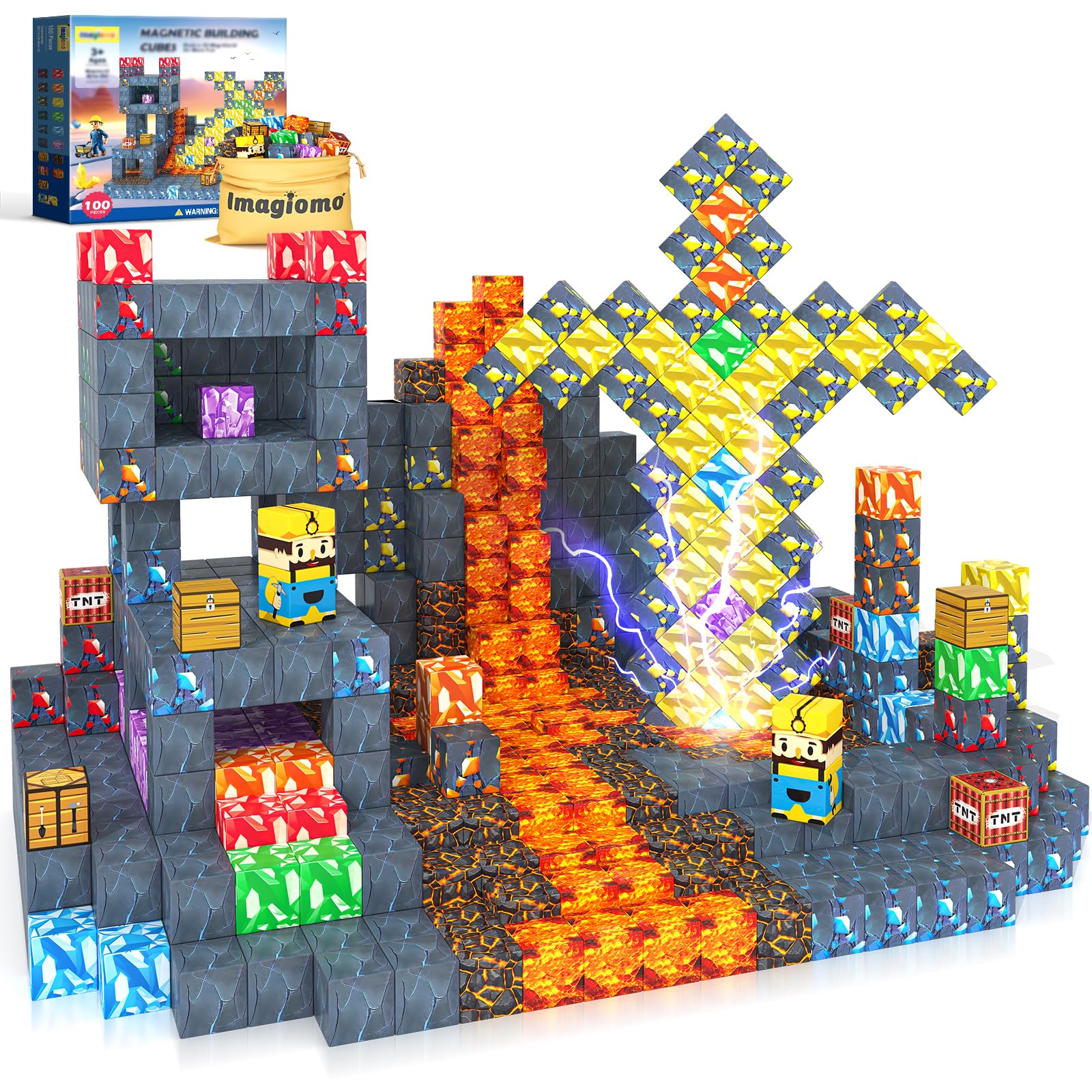 Imagiomo magnetic blocks assembly for creative play and motor skills development