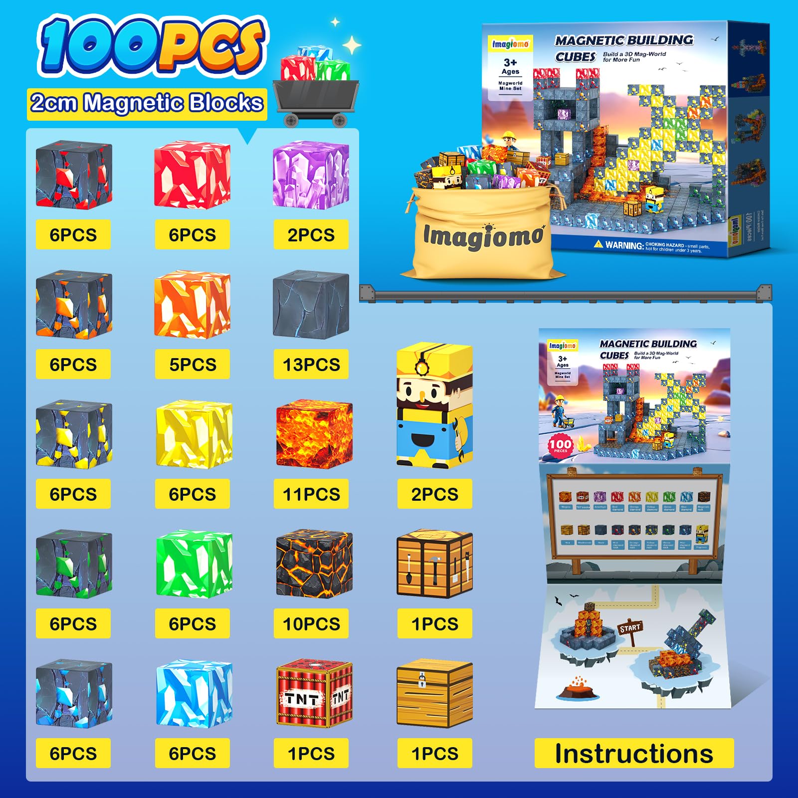 Imagiomo sparkling crystal swords for imaginative building play