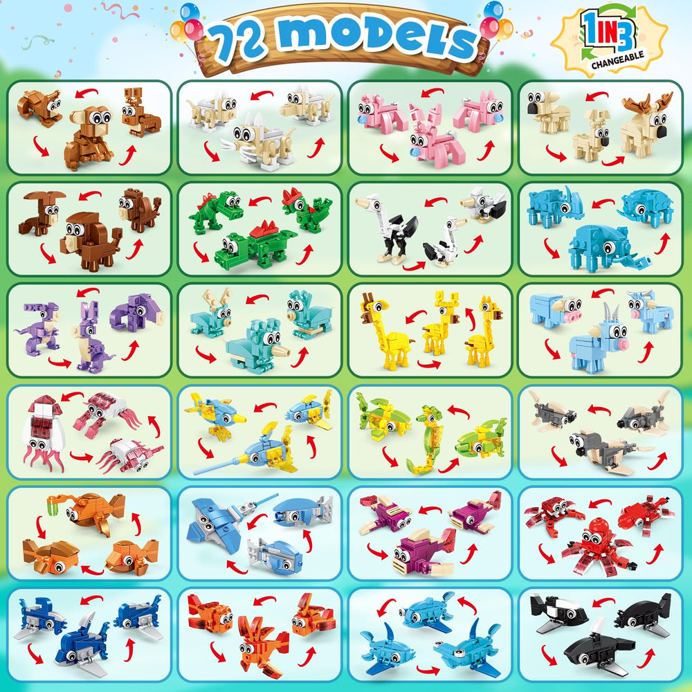 IMCUAMK land-series animals durable blocks that support fine motor skills during construction