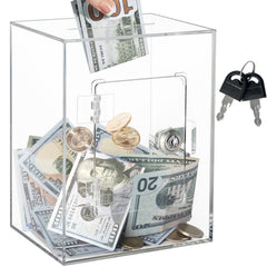 Imeepa clear piggy bank with locking design for secure savings.