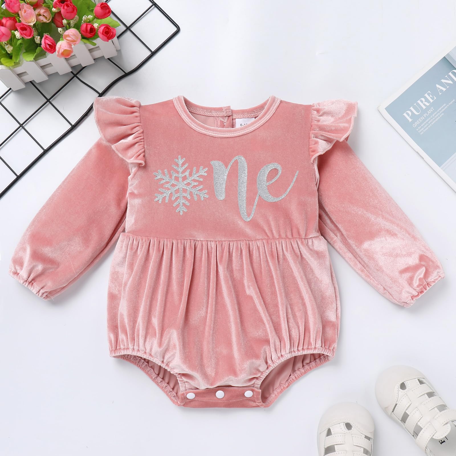IMEKIS pink glitter bow headband complements the outfit for festive party looks.
