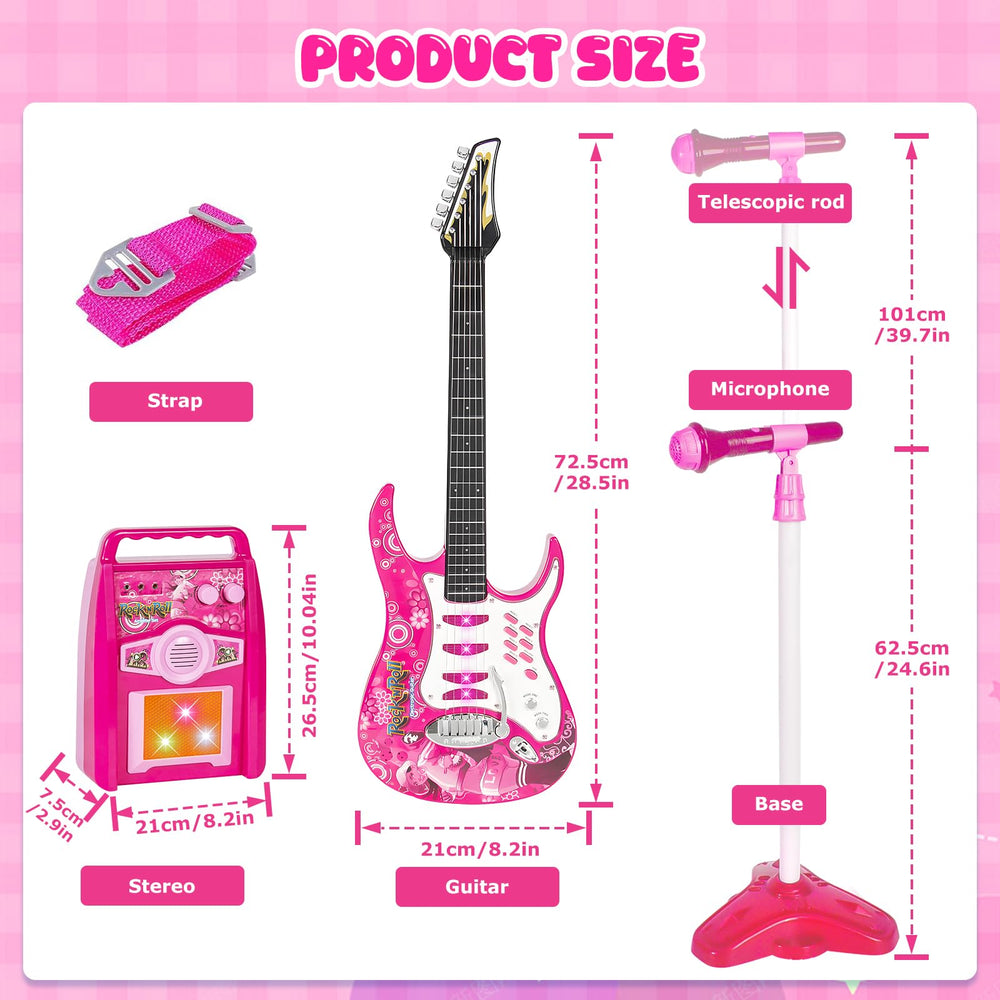 imeshbean pink guitar with demo songs fosters creativity and interactive play